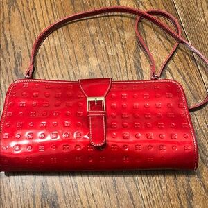 Arcadia Red Patent Leather Crossbody with Buckle Detail